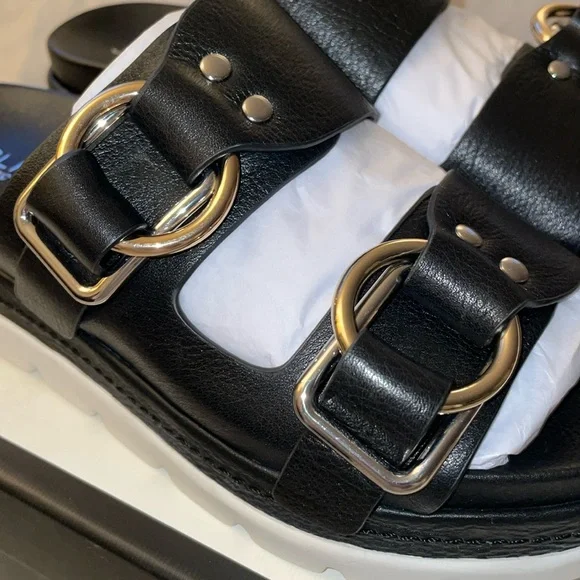 NWT J/SLIDES BAHA Black Leather Sandal - Picture 10 of 16